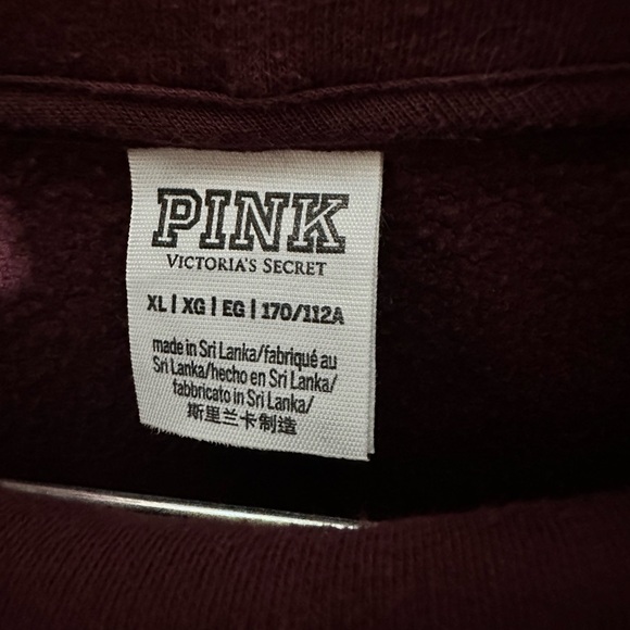 PINK Victoria's Secret Women's XL Burgundy Hoodie Sweater - Picture 4 of 4